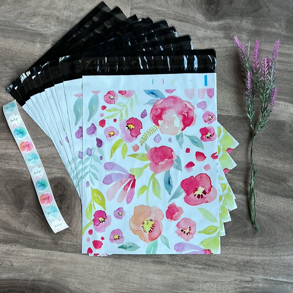 3/$20📦 10 Poly mailers shipping bags- 10x13” - Watercolour floral print - Picture 3 of 6